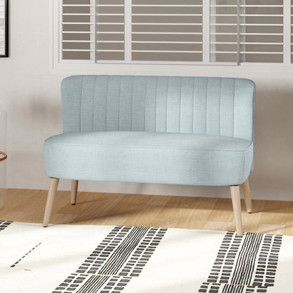 2-Seater Fabric Sofa Upholstered Sofa Double Sofa Retro Look Seat Furniture Lounge Sofa Wooden Frame Light Green 117 x 56.5 x 77 cm