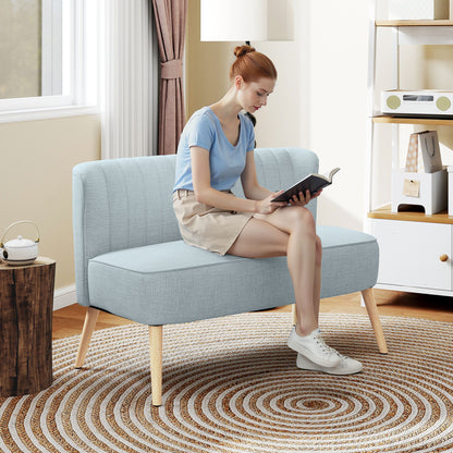 2-Seater Fabric Sofa Upholstered Sofa Double Sofa Retro Look Seat Furniture Lounge Sofa Wooden Frame Light Green 117 x 56.5 x 77 cm