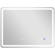 Bathroom Mirror with LED Light 80x60 cm Bluetooth Wall Mirror with 3 Light Colors Digital Clock Anti-Fog Function Memory Function Touch Switch IP44