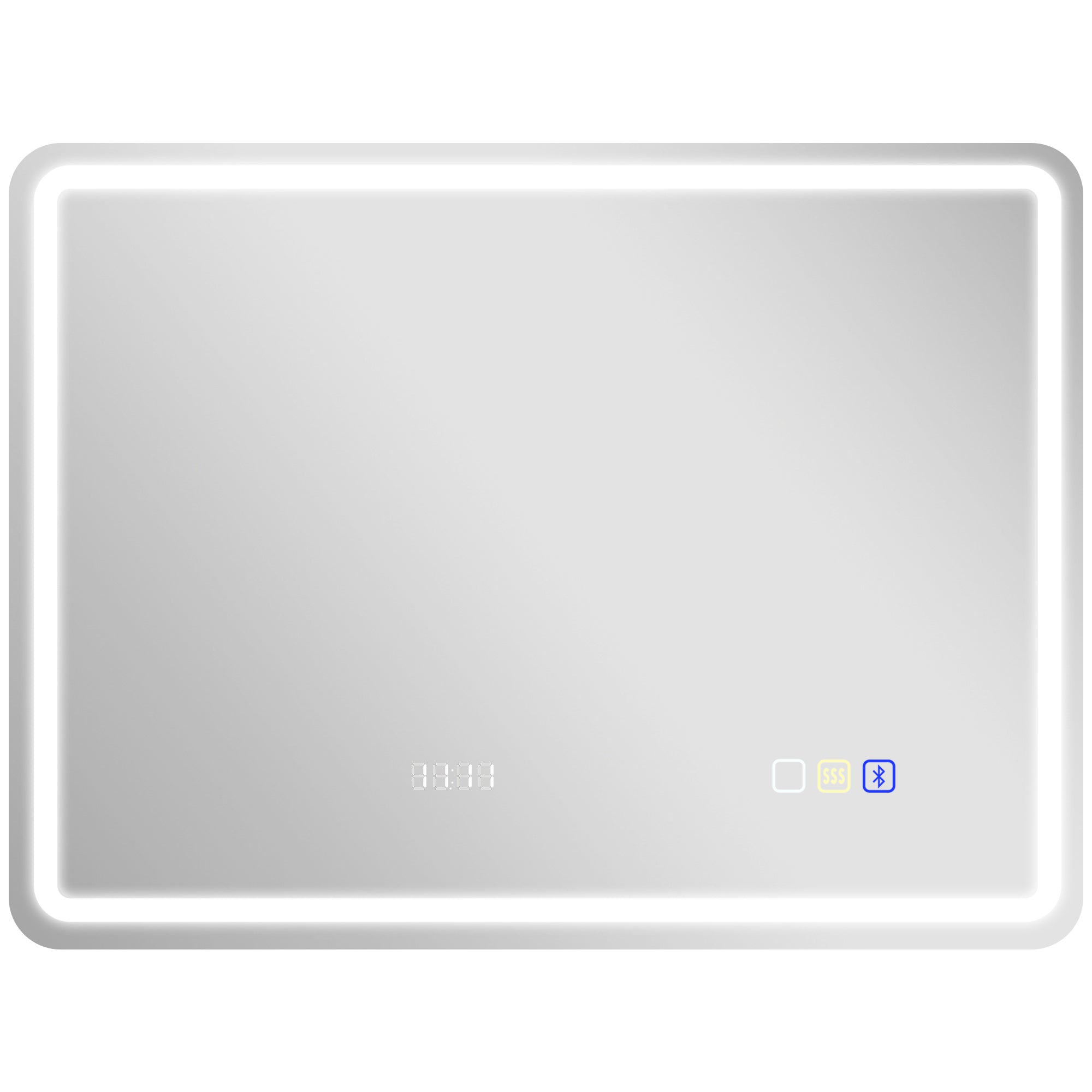 Bathroom Mirror with LED Light 80x60 cm Bluetooth Wall Mirror with 3 Light Colors Digital Clock Anti-Fog Function Memory Function Touch Switch IP44