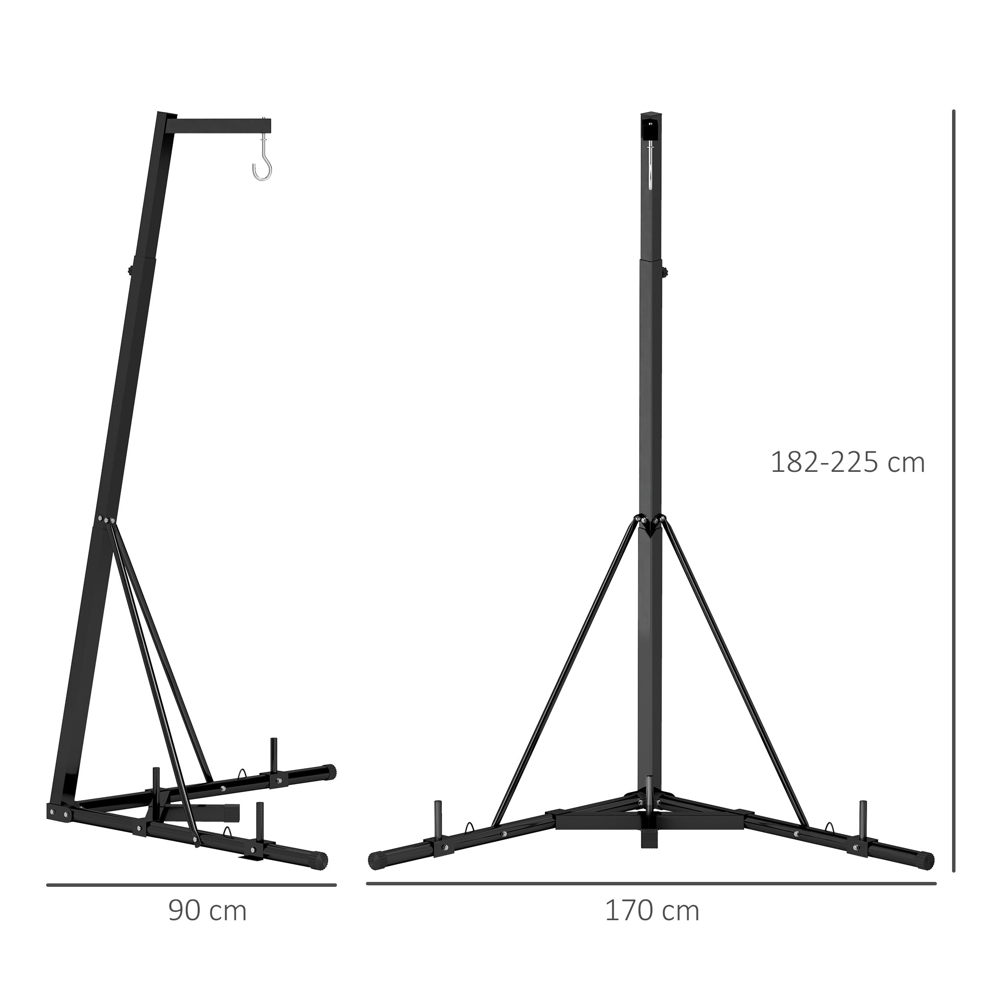 SPORTNOW Freestanding Punching Bag Stand Foldable Punching Bag Holder with Adjustable Height for Speed Bags Gym Home Training Load 60 kg 170x90x182-225 cm Black