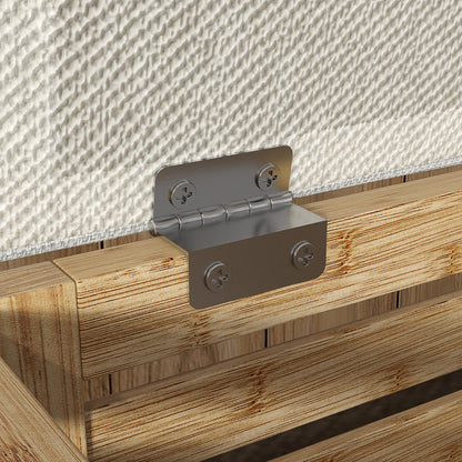 Storage Chest for Bedroom 54.7L Upholstered Storage Ottoman in Synthetic Linen with Cushion Bamboo Frame for Entryway Living Room 40x40x47 cm Gray and Natural