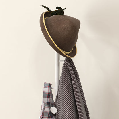 Freestanding Coat Rack with 6 Steel Disc Hooks and Slate Base, Steel Coat Stand for Entryway and Bedroom, White