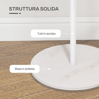 Freestanding Coat Rack with 6 Steel Disc Hooks and Slate Base, Steel Coat Stand for Entryway and Bedroom, White