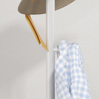 Freestanding Coat Rack with 6 Steel Disc Hooks and Slate Base, Steel Coat Stand for Entryway and Bedroom, White
