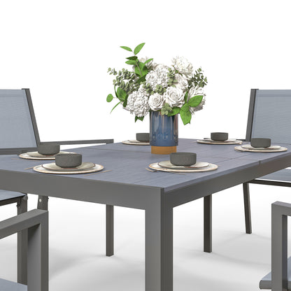 Garden Furniture Set for 6 people, Outdoor Lounge Set, Steel Frames, Stackable Chairs, High Backrests, Grey