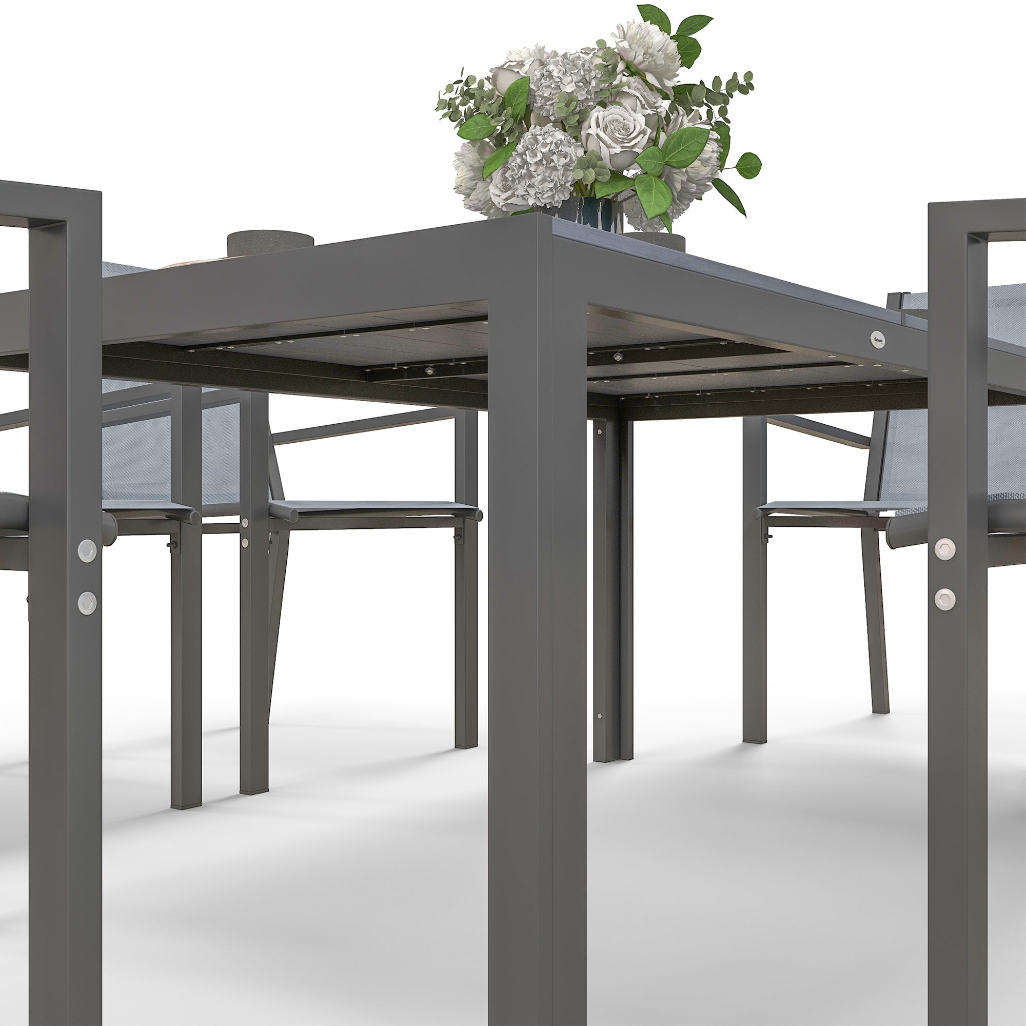 Garden Furniture Set for 6 people, Outdoor Lounge Set, Steel Frames, Stackable Chairs, High Backrests, Grey