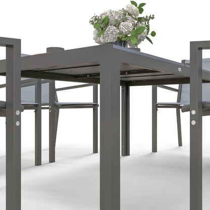 Garden Furniture Set for 6 people, Outdoor Lounge Set, Steel Frames, Stackable Chairs, High Backrests, Grey