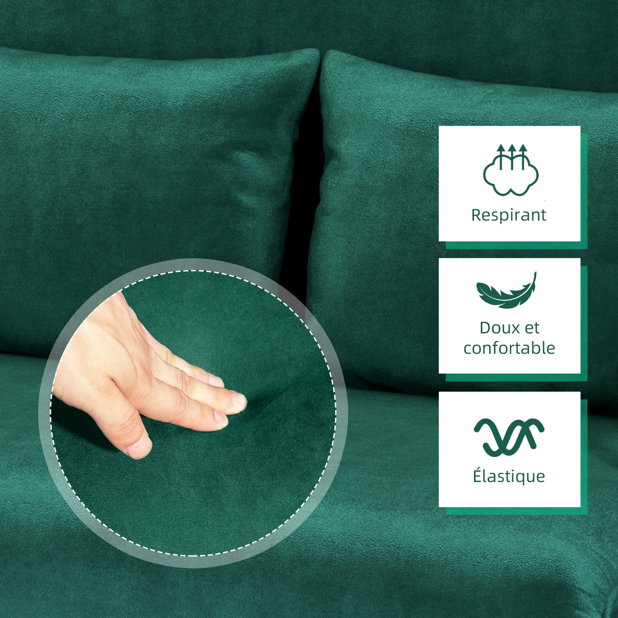 2-Seater Convertible Sofa Bed with Adjustable Backrest and 2 Cushions, Suede Upholstery Removable for Living Room, Guest Room, 111 x 80 x 78 cm, Green