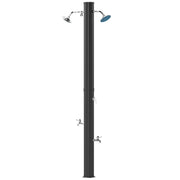 Solar Garden Shower 35 L Solar Outdoor Shower with 2 Rotating Heads Foot Taps and Maximum 55°C Hot Water for Pool Camping Patio 73x18x217 cm Black