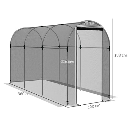 Insect Protection Net 1.2 x 3.6 m Garden Net with Door, Plant Protection Tent, Pest Protection Net with Steel Frame, for Garden, Balcony, HDPE, Black