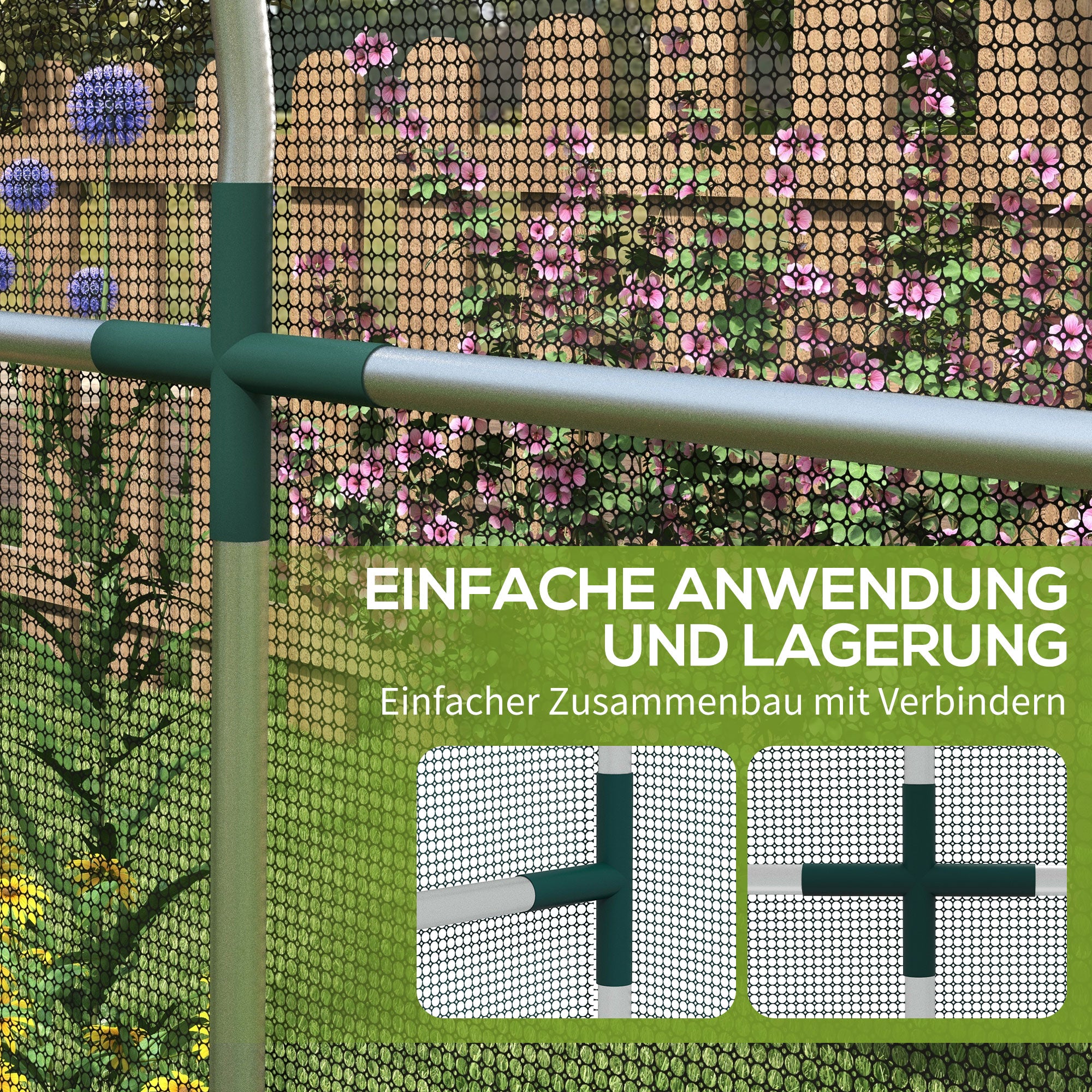 Insect Protection Net 1.2 x 3.6 m Garden Net with Door, Plant Protection Tent, Pest Protection Net with Steel Frame, for Garden, Balcony, HDPE, Black