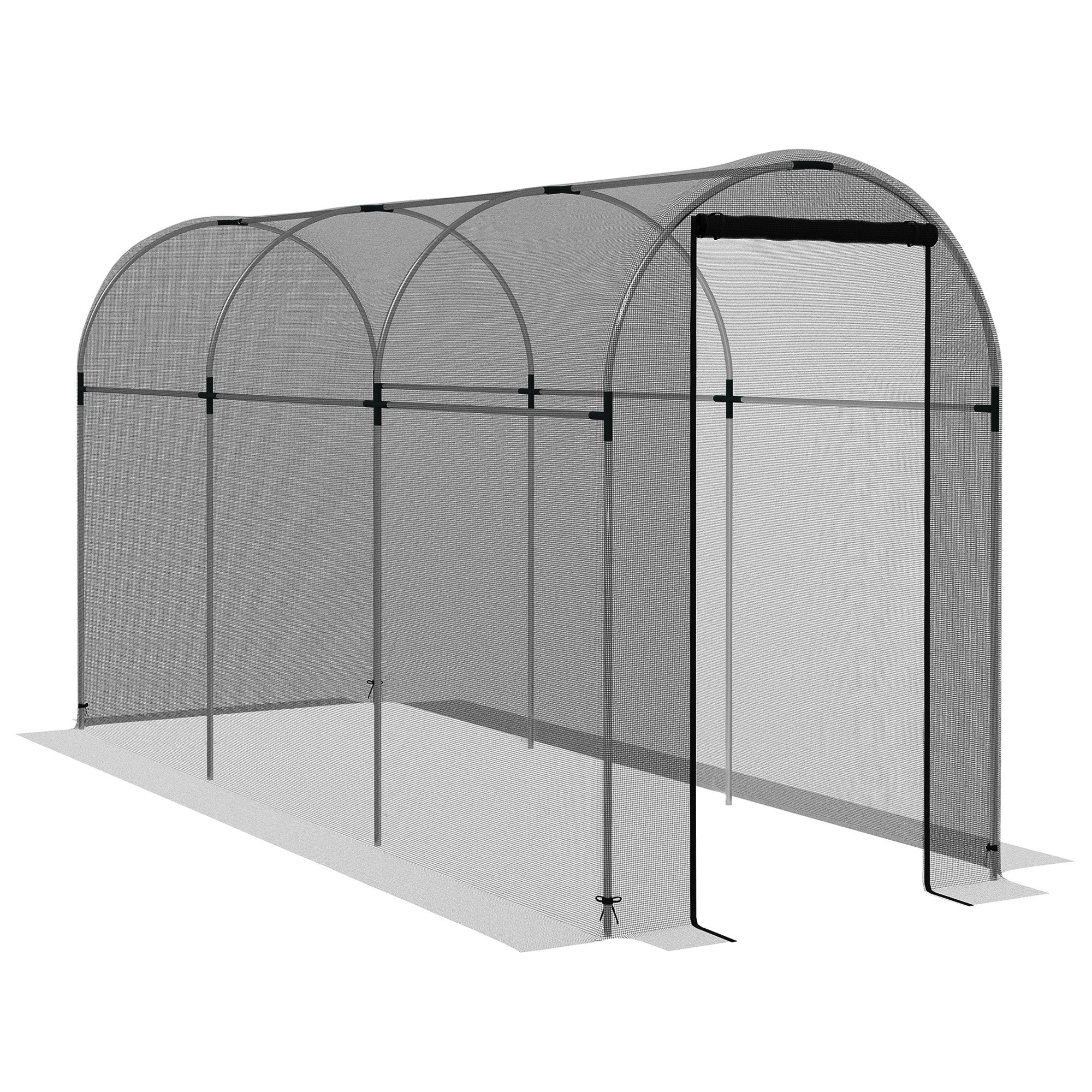 Insect Protection Net 1.2 x 3.6 m Garden Net with Door, Plant Protection Tent, Pest Protection Net with Steel Frame, for Garden, Balcony, HDPE, Black