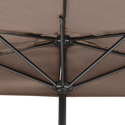 Umbrella 106.1x54.3x92.9 inches Garden Parasol with Crank and Semicircular Shape for Outdoor Terrace Patio Pool Brown