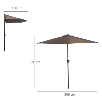 Umbrella 106.1x54.3x92.9 inches Garden Parasol with Crank and Semicircular Shape for Outdoor Terrace Patio Pool Brown