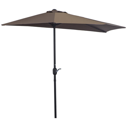 Umbrella 106.1x54.3x92.9 inches Garden Parasol with Crank and Semicircular Shape for Outdoor Terrace Patio Pool Brown