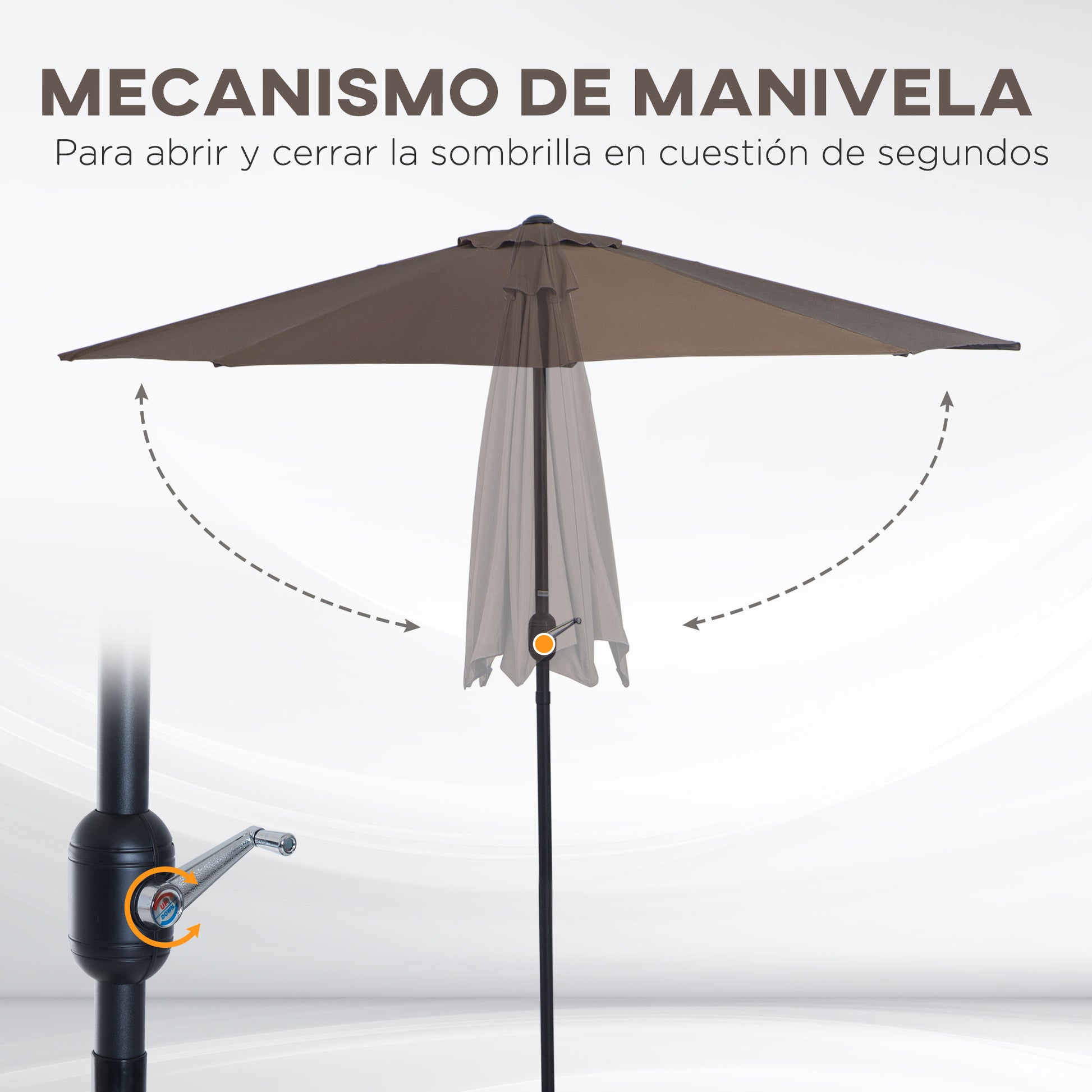 Umbrella 106.1x54.3x92.9 inches Garden Parasol with Crank and Semicircular Shape for Outdoor Terrace Patio Pool Brown