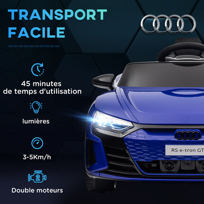 12V Electric Kids Car - Parental Remote Control Provided - Max. Speed 5 Km/h - Sound and Light Effects - Dark Blue Audi RS E-tron GT