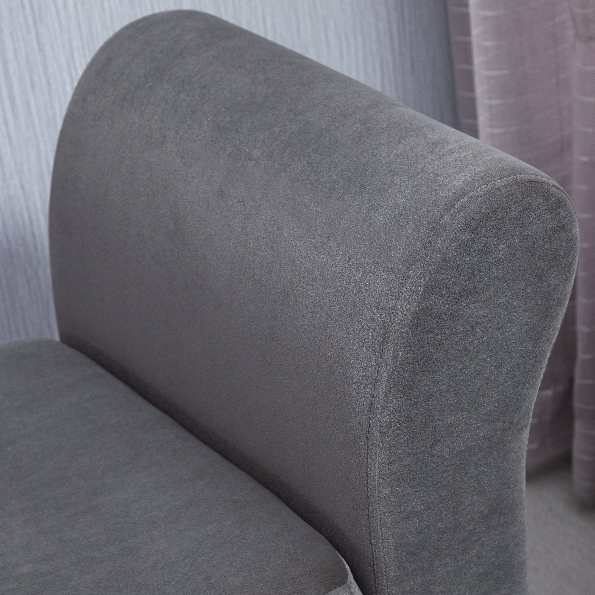 Bedroom Storage Bench with Arms, Entryway Bench in Velvet Effect Fabric and Rubberwood, End of Bed Bench, 111.5x41x65 cm, Gray