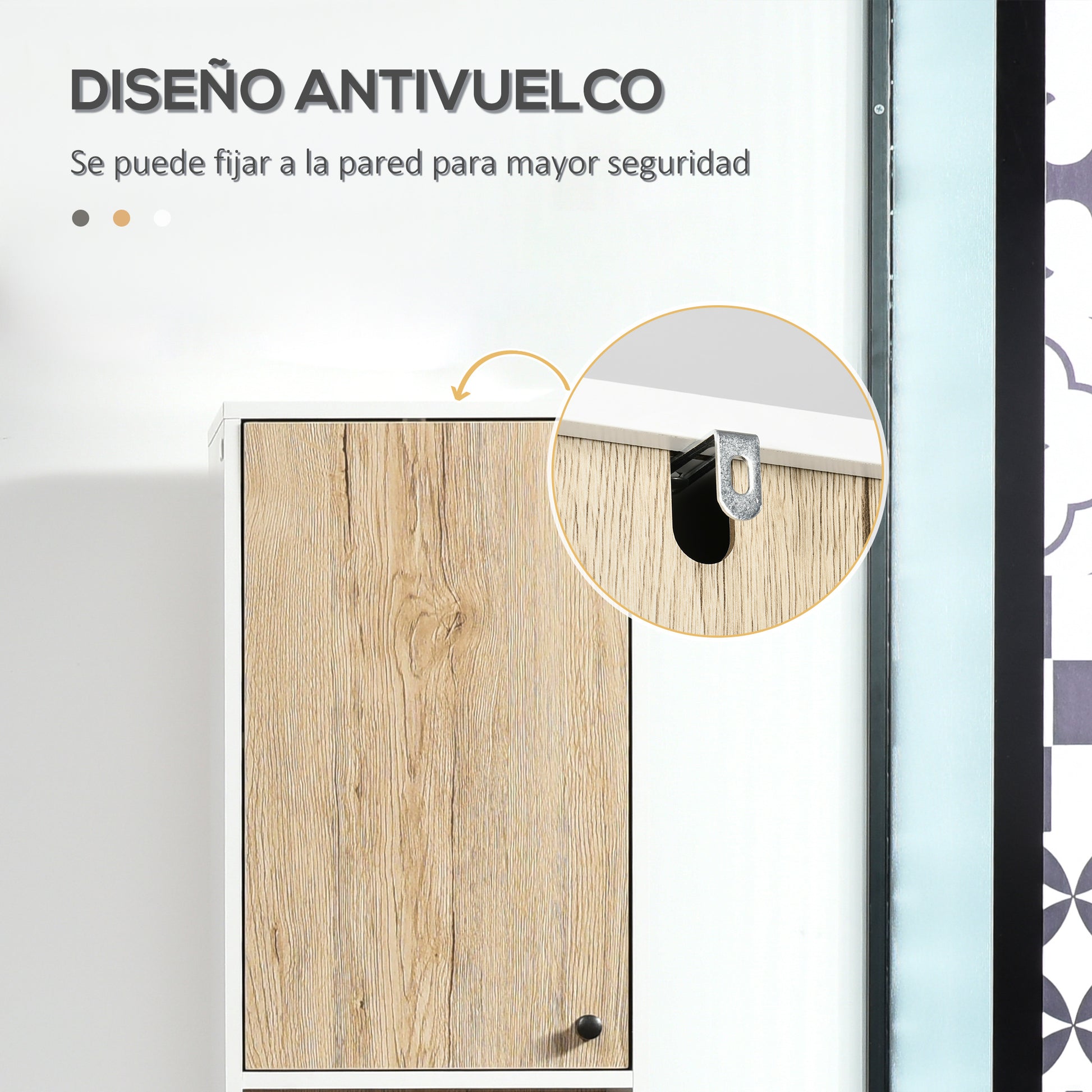 Tall Bathroom Column Auxiliary Cabinet with 2 Doors and 6 Shelves for Shower Toilet Bedroom Modern Style 31.5x30x169 cm White and Oak