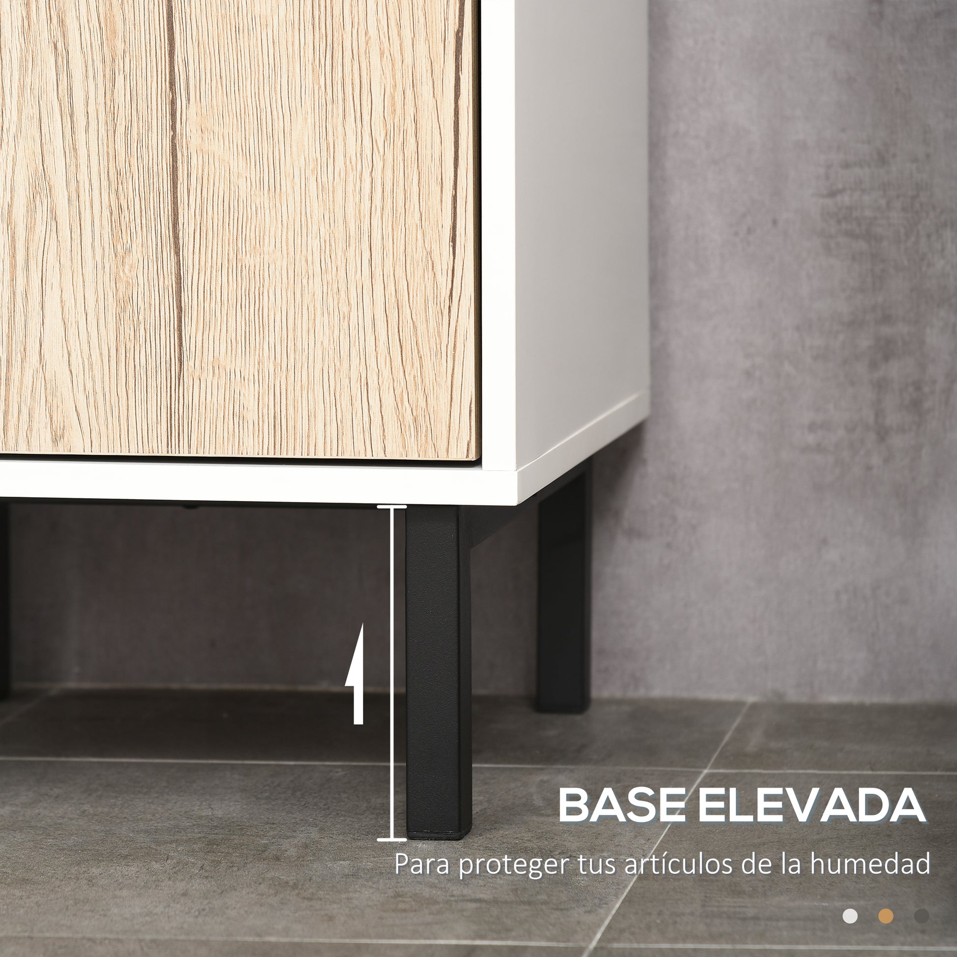 Tall Bathroom Column Auxiliary Cabinet with 2 Doors and 6 Shelves for Shower Toilet Bedroom Modern Style 31.5x30x169 cm White and Oak