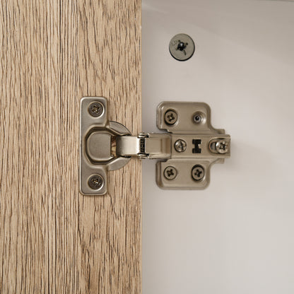 Tall Bathroom Column Auxiliary Cabinet with 2 Doors and 6 Shelves for Shower Toilet Bedroom Modern Style 31.5x30x169 cm White and Oak