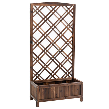 Planter with Trellis Wooden Garden Planter with Climbing Frame for Plants in Outdoor Terrace Garden Balcony 60x30x122.5 cm Brown