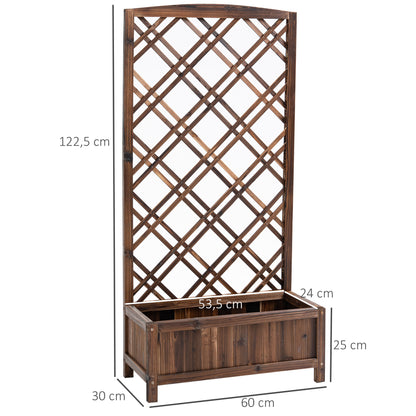 Planter with Trellis Wooden Garden Planter with Climbing Frame for Plants in Outdoor Terrace Garden Balcony 60x30x122.5 cm Brown