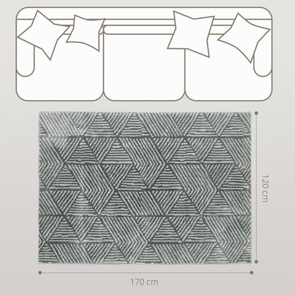 Living Room Rug 170x120 cm Machine Washable Short Pile Geometric Rug for Living Room Bedroom Dining Room Dark Gray