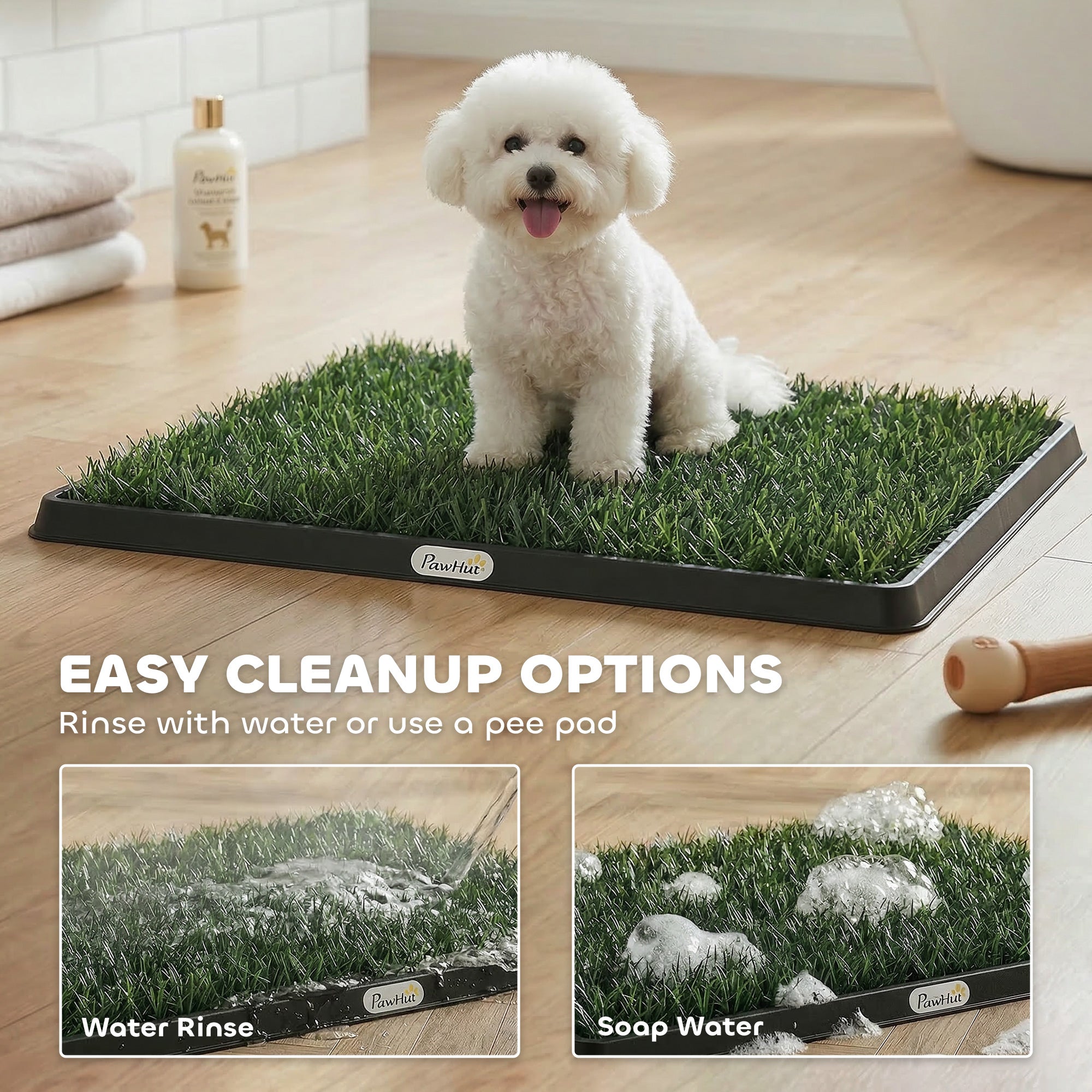 Dog Toilet 24.8 x 19.9 in – Washable Artificial Grass Potty Tray for Puppies & Small/Medium Dogs, Ideal for Balcony & Apartment