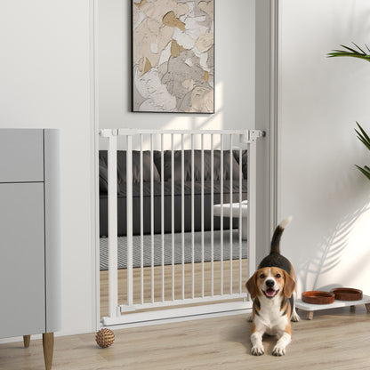 Baby & Pet Safety Gate, Adjustable 76–80 cm (30–31.5 in) Width, Pressure-Mount No-Drill, Auto-Close, Bidirectional, White