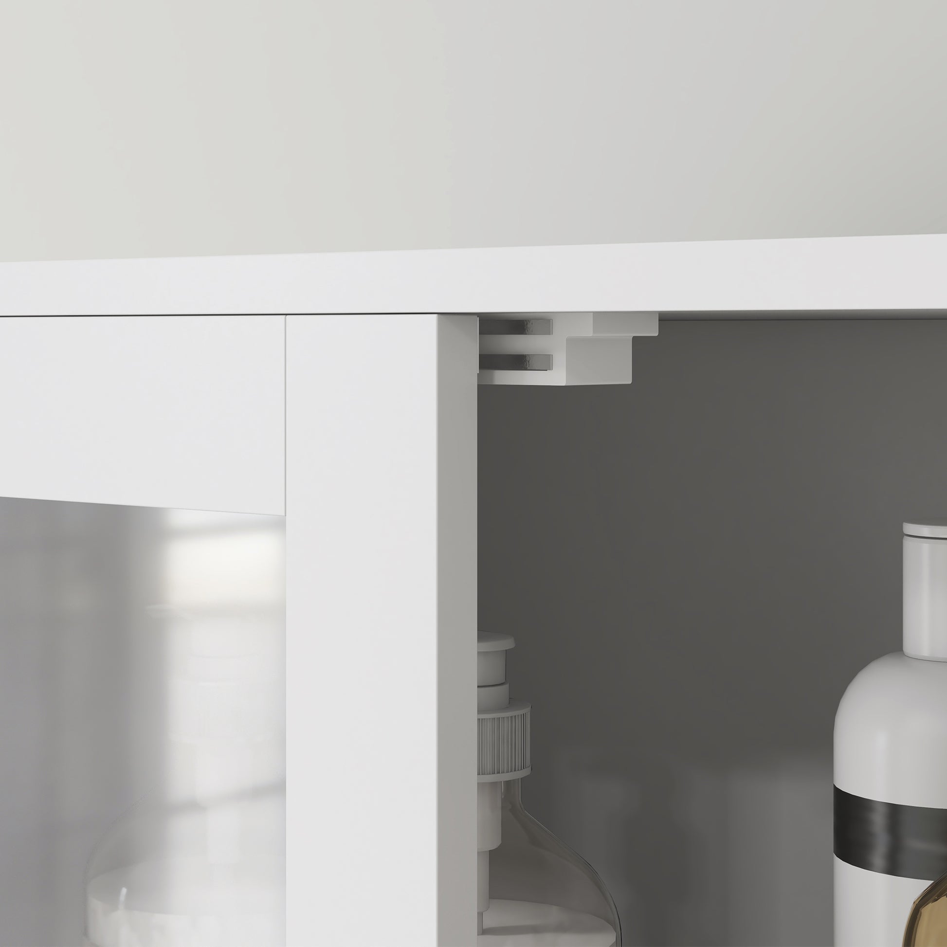Bathroom Column Auxiliary Bathroom Furniture with 6 Doors Adjustable Shelves Anti-tip Modern Bathroom Cabinet 60x30x170.5 cm White