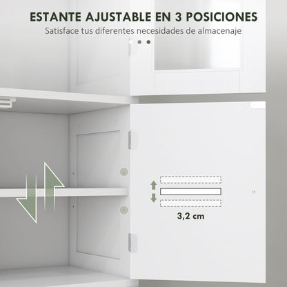 Bathroom Column Auxiliary Bathroom Furniture with 6 Doors Adjustable Shelves Anti-tip Modern Bathroom Cabinet 60x30x170.5 cm White