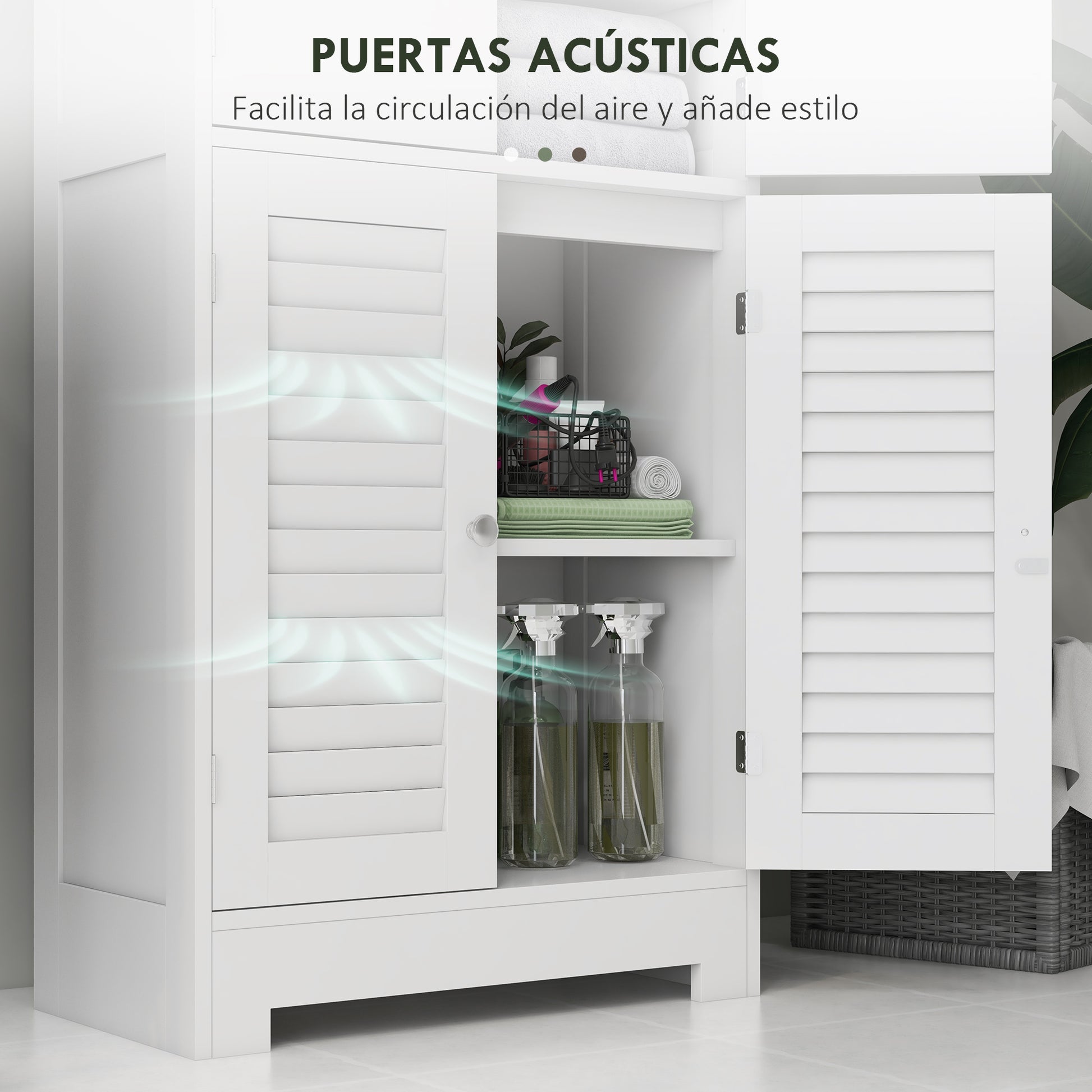 Bathroom Column Auxiliary Bathroom Furniture with 6 Doors Adjustable Shelves Anti-tip Modern Bathroom Cabinet 60x30x170.5 cm White
