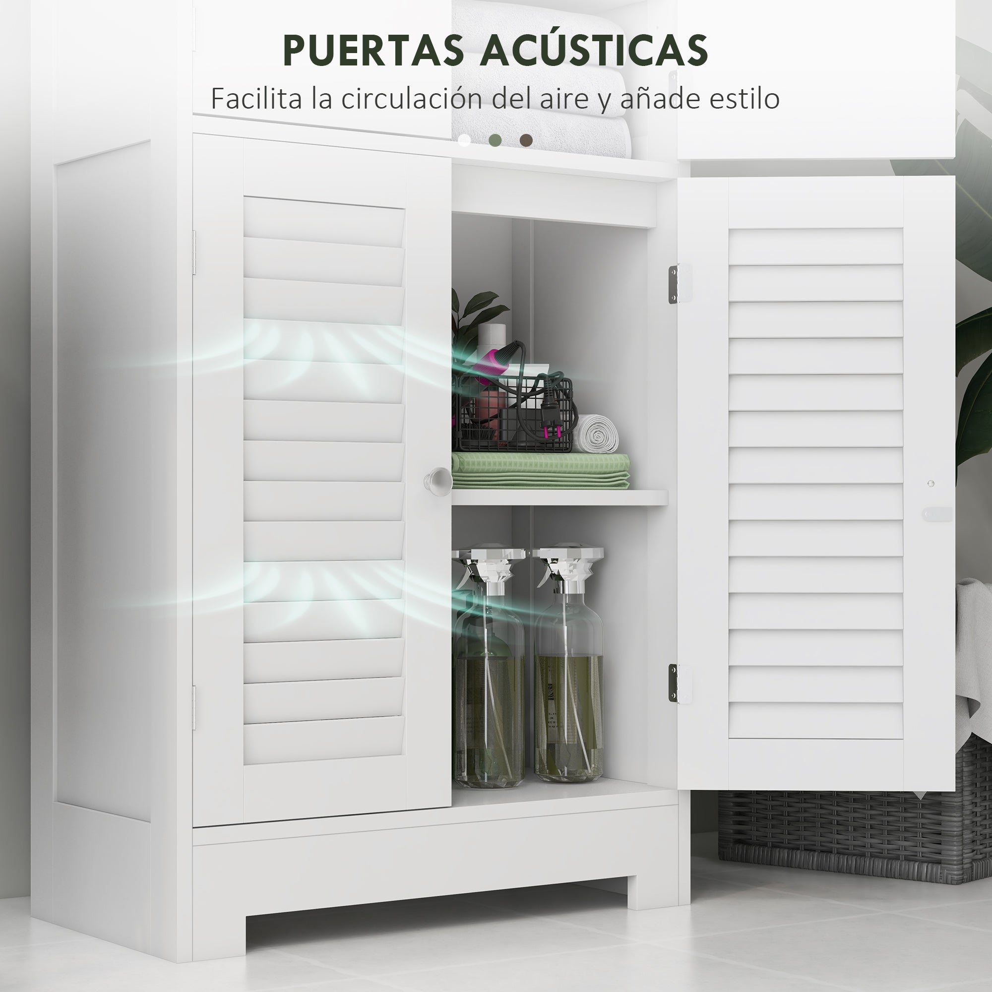 Bathroom Column Auxiliary Bathroom Furniture with 6 Doors Adjustable Shelves Anti-tip Modern Bathroom Cabinet 60x30x170.5 cm White