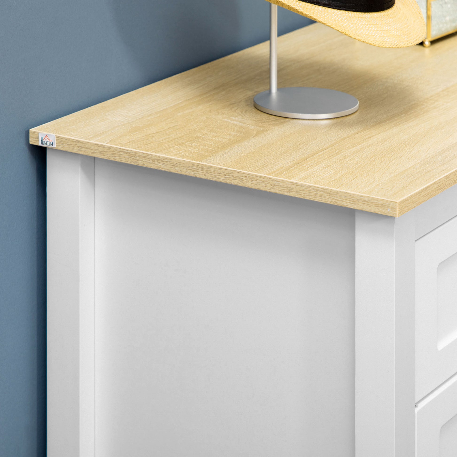 Buffet Storage Cabinet for Living Room, Kitchen with 2 Doors, Adjustable Shelf Height 2 Drawers 100 x 40 x 85 cm White and Wood Finish
