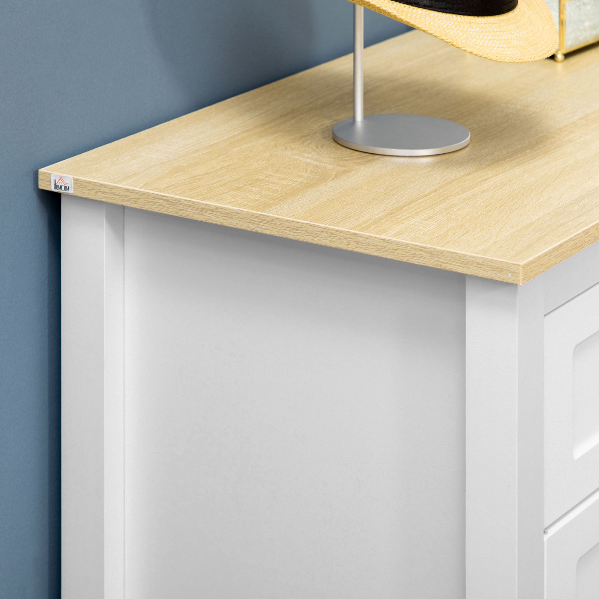 Buffet Storage Cabinet for Living Room, Kitchen with 2 Doors, Adjustable Shelf Height 2 Drawers 100 x 40 x 85 cm White and Wood Finish