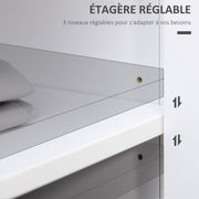 Buffet Storage Cabinet for Living Room, Kitchen with 2 Doors, Adjustable Shelf Height 2 Drawers 100 x 40 x 85 cm White and Wood Finish