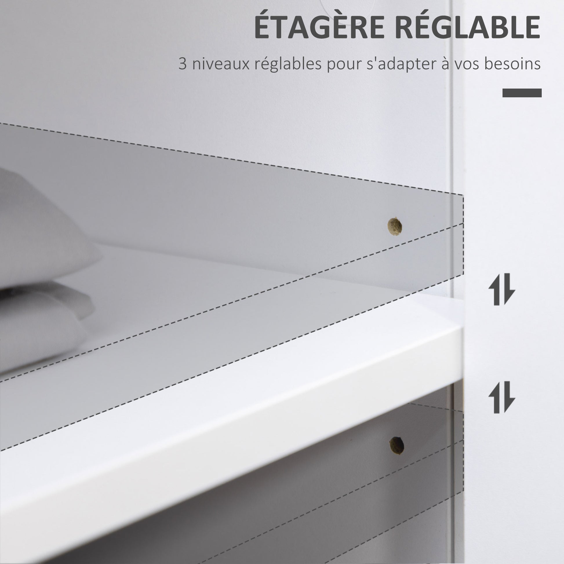 Buffet Storage Cabinet for Living Room, Kitchen with 2 Doors, Adjustable Shelf Height 2 Drawers 100 x 40 x 85 cm White and Wood Finish