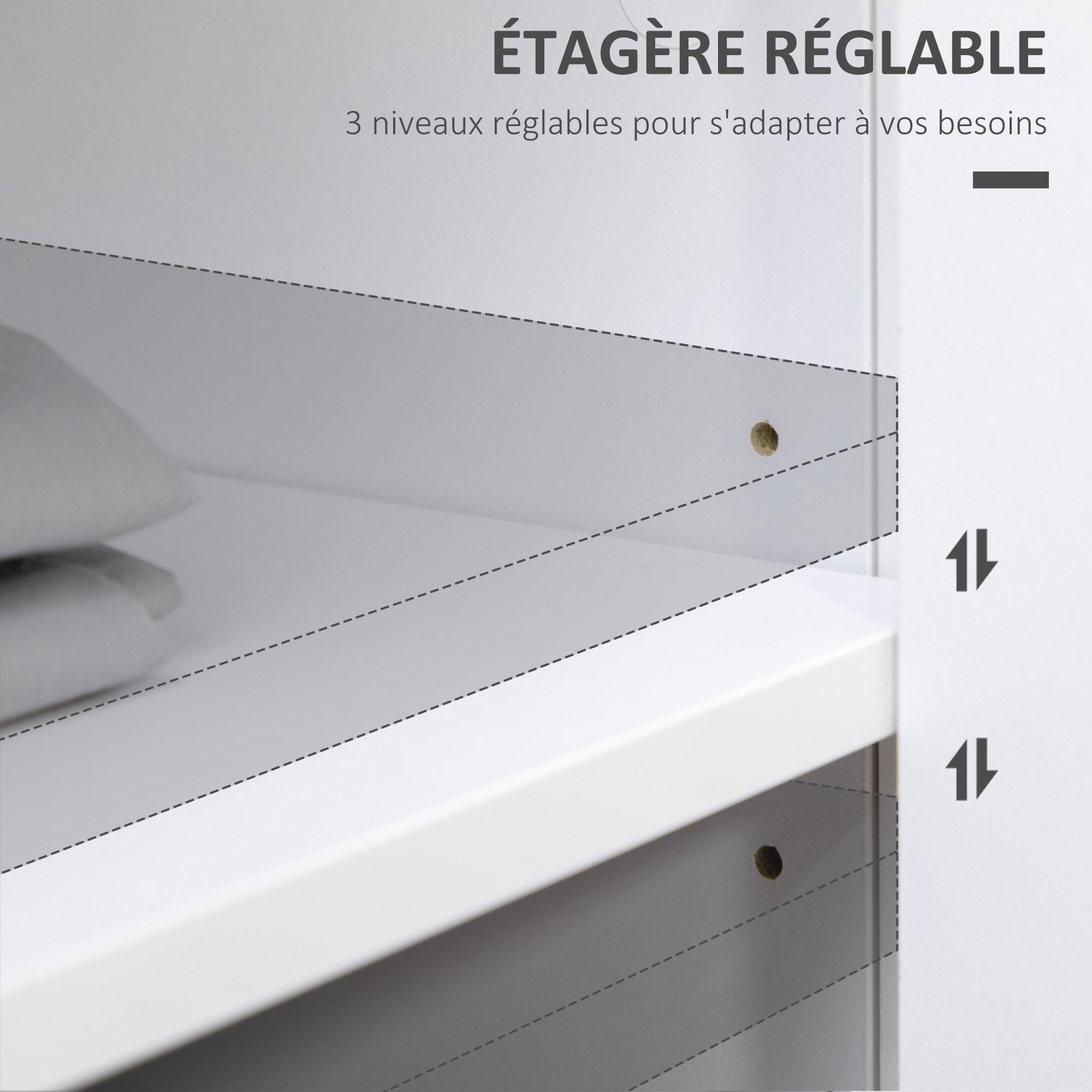 Buffet Storage Cabinet for Living Room, Kitchen with 2 Doors, Adjustable Shelf Height 2 Drawers 100 x 40 x 85 cm White and Wood Finish