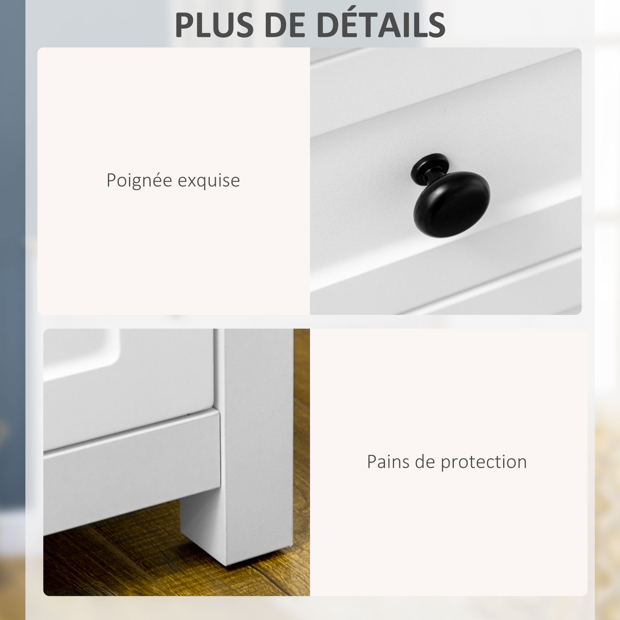 Buffet Storage Cabinet for Living Room, Kitchen with 2 Doors, Adjustable Shelf Height 2 Drawers 100 x 40 x 85 cm White and Wood Finish