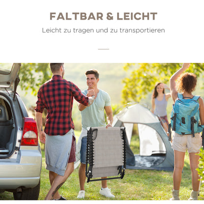 Foldable Sun Lounger Garden Lounger, Recliner with 4-Position Adjustable Backrest, Weather-resistant Camping Lounger up to 120 kg load capacity, for Garden Beach Pool, Cream White