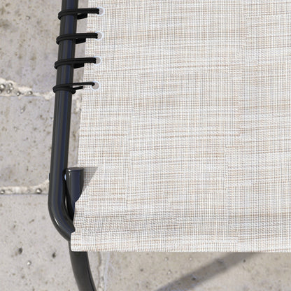 Foldable Sun Lounger Garden Lounger, Recliner with 4-Position Adjustable Backrest, Weather-resistant Camping Lounger up to 120 kg load capacity, for Garden Beach Pool, Cream White