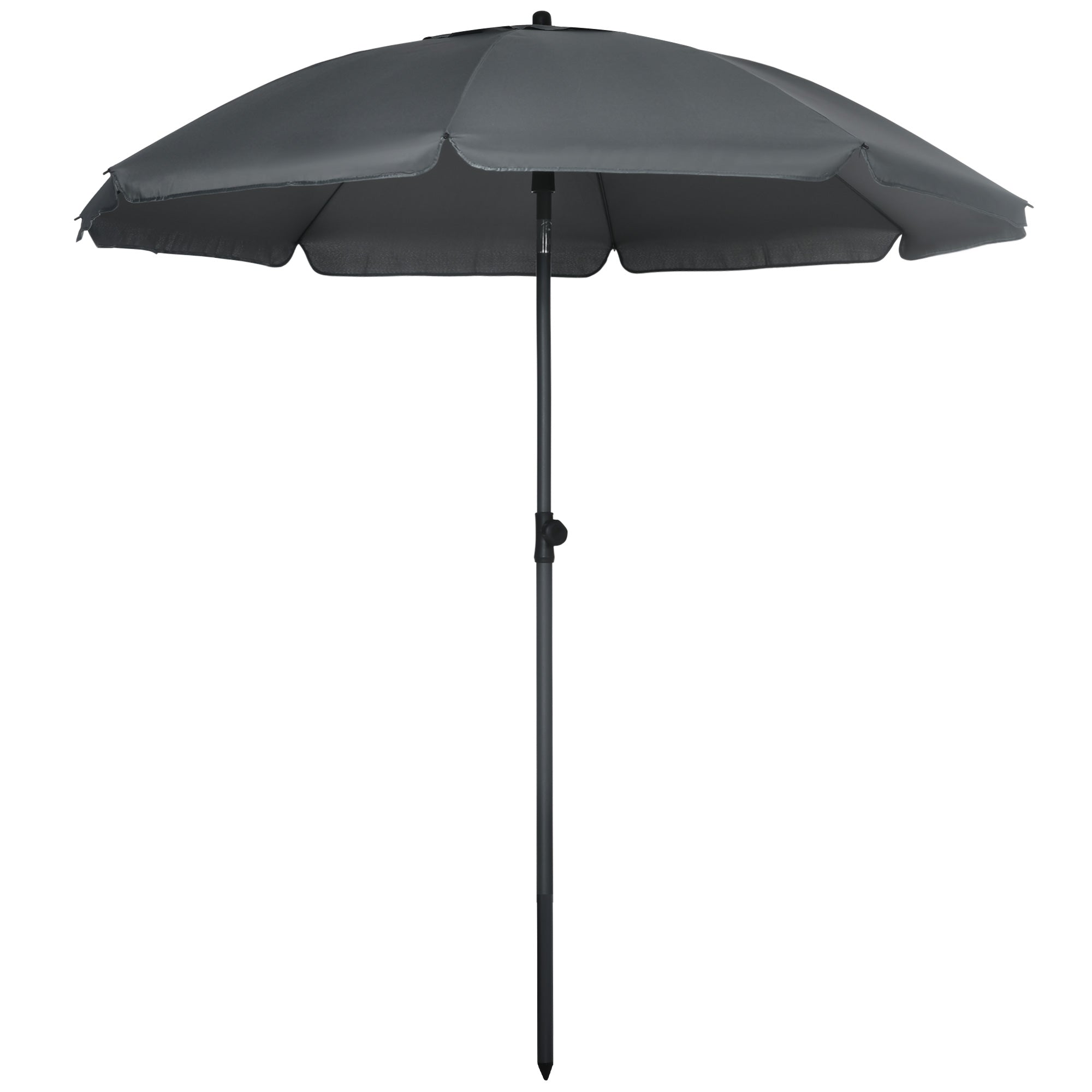 Beach Umbrella Ø180 cm UV 50+ Windproof Stable Beach Umbrella with UV Protection Stormproof Balcony Umbrella Foldable Garden Umbrella Safe Sun Protection for Travel Beach Balcony Camping Dark Grey