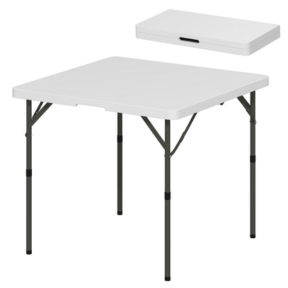 Folding Camping Table Adjustable Height Multifunctional Table Lightweight Side Table for Garden Terrace Balcony Camping Picnic 86 x 86 cm White