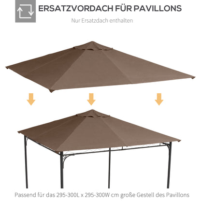 Gazebo Roof for Garden Gazebo approx. 3 x 3 m, Water-Repellent, Replacement Canopy, Gazebo Cover, Sun Protection, 8 Water Drain Holes, Polyester, Coffee