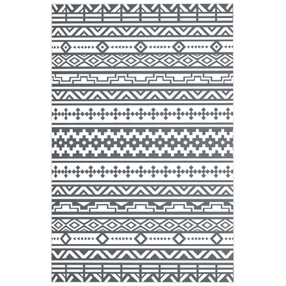 Outdoor Rug Robust Weatherproof Outdoor Carpet, Foldable Carpet with Boho Style, Outdoor Rug for Living Room Balcony Garden Patio Bathroom Hall Kitchen, 182 x 274 cm Dark Gray+White
