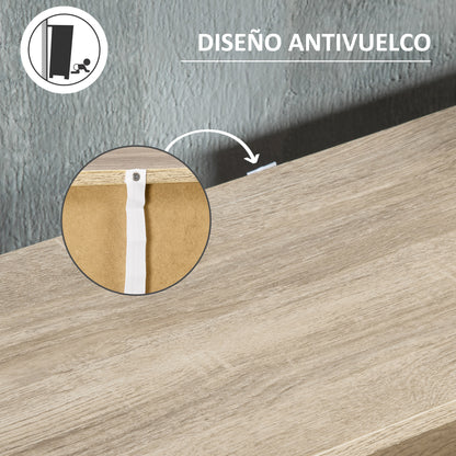 Shoe Cabinet for 8 Pairs of Shoes Shoe Storage with 2 Flip-Down Drawers Open Shelf and Door for Hallway Entryway 80x25.5x112.5 cm Natural and White