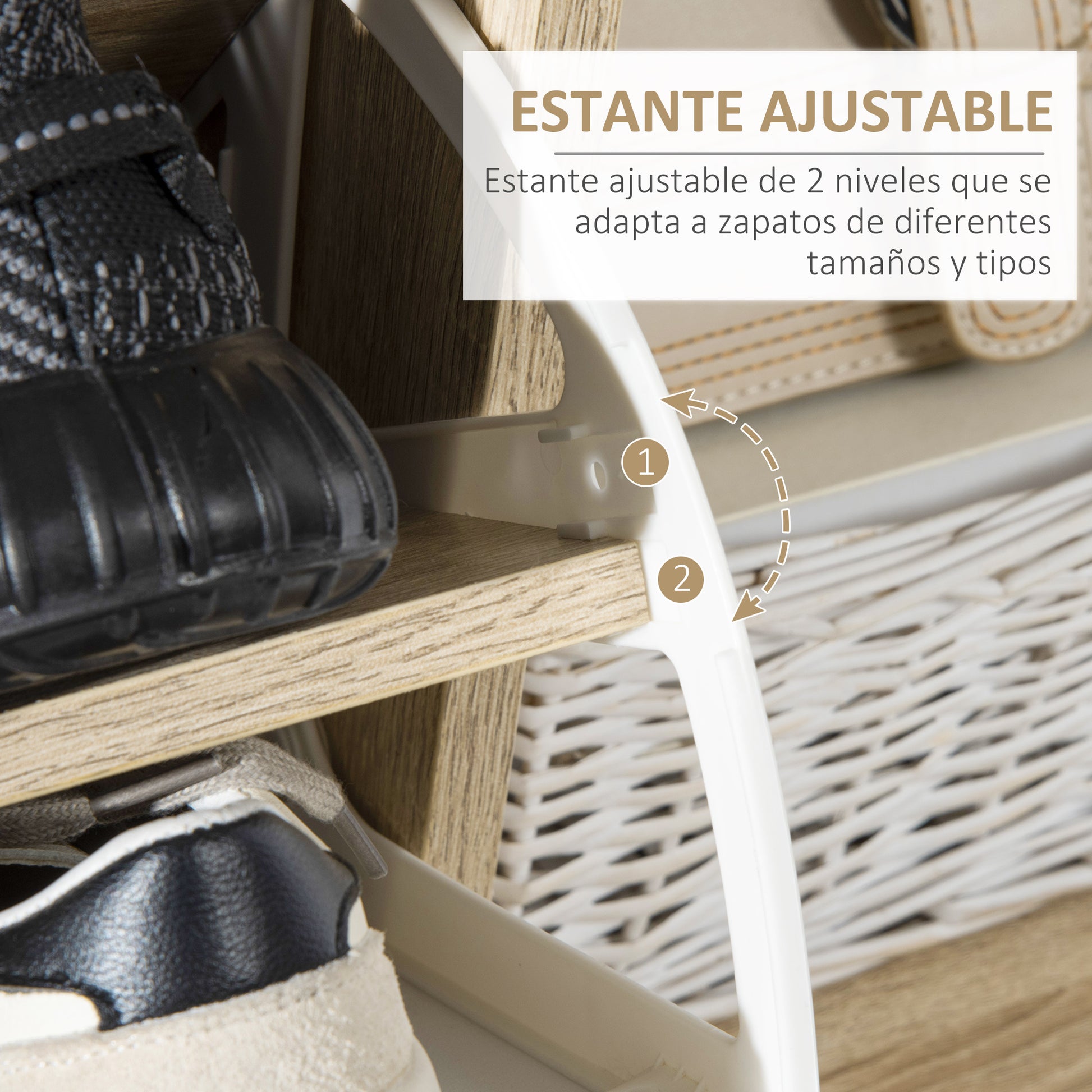 Shoe Cabinet for 8 Pairs of Shoes Shoe Storage with 2 Flip-Down Drawers Open Shelf and Door for Hallway Entryway 80x25.5x112.5 cm Natural and White