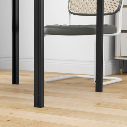 Dining Table 75 x 75 cm, Square Kitchen Table for 4 People, Dining Table with Toughened Glass Top and Metal Legs, Modern Table for Kitchen, Dining Room, and Living Room, Black